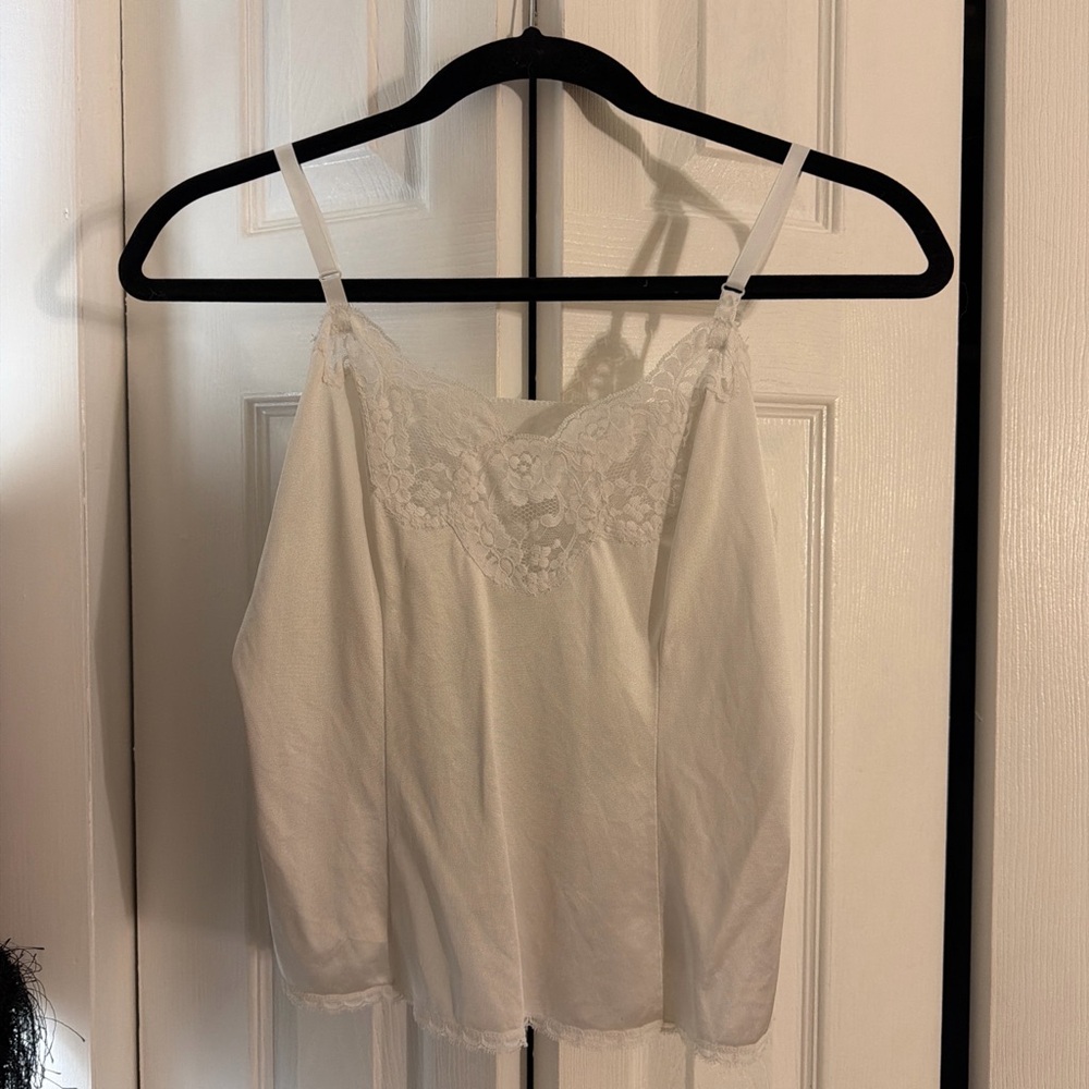 White Lace-Trim Camisole Tank Top